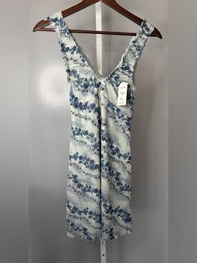 Hippie Rose Floral Midi Dress XS Blue Grey Stretch Cottagecore NWT